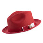 Innovique Collection: Red White Bottom Braided Stingy Brim Pinch Fedora Hat