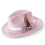 Pelican Collection: Montique Mauve Fedora Hat with Two-Tone Grosgrain Ribbon Band and Feather Accent
