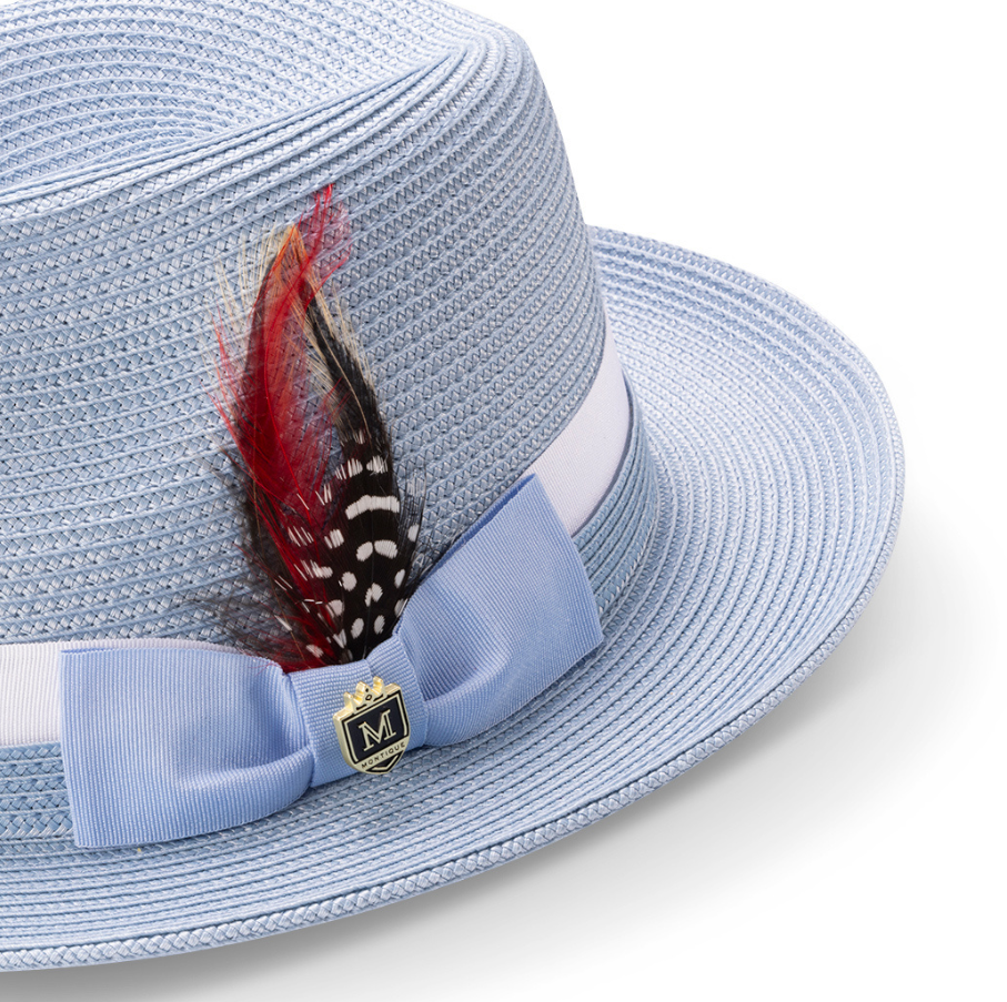 carolina Montique fedora hat with woven texture and wide brim