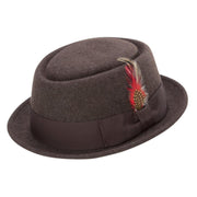 Brown Rabbit Wool Pork Pie Teardrop Hat Snap Brim by Montique