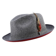 Grey Small Felt Band Red Bottom Wool Felt Dress Hat 2 1/4 Brim by Montique