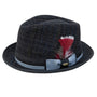 Ashford Collection: Scala Tweed Wool Blend Fedora with 1 3/4” Brim and Double Bow - Navy