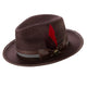 Montique Brown Mesh Braided Fedora with Stripe Trim