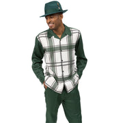 Men’s Hunter Plaid Long Sleeve Walking Suit – 2 Piece Set
