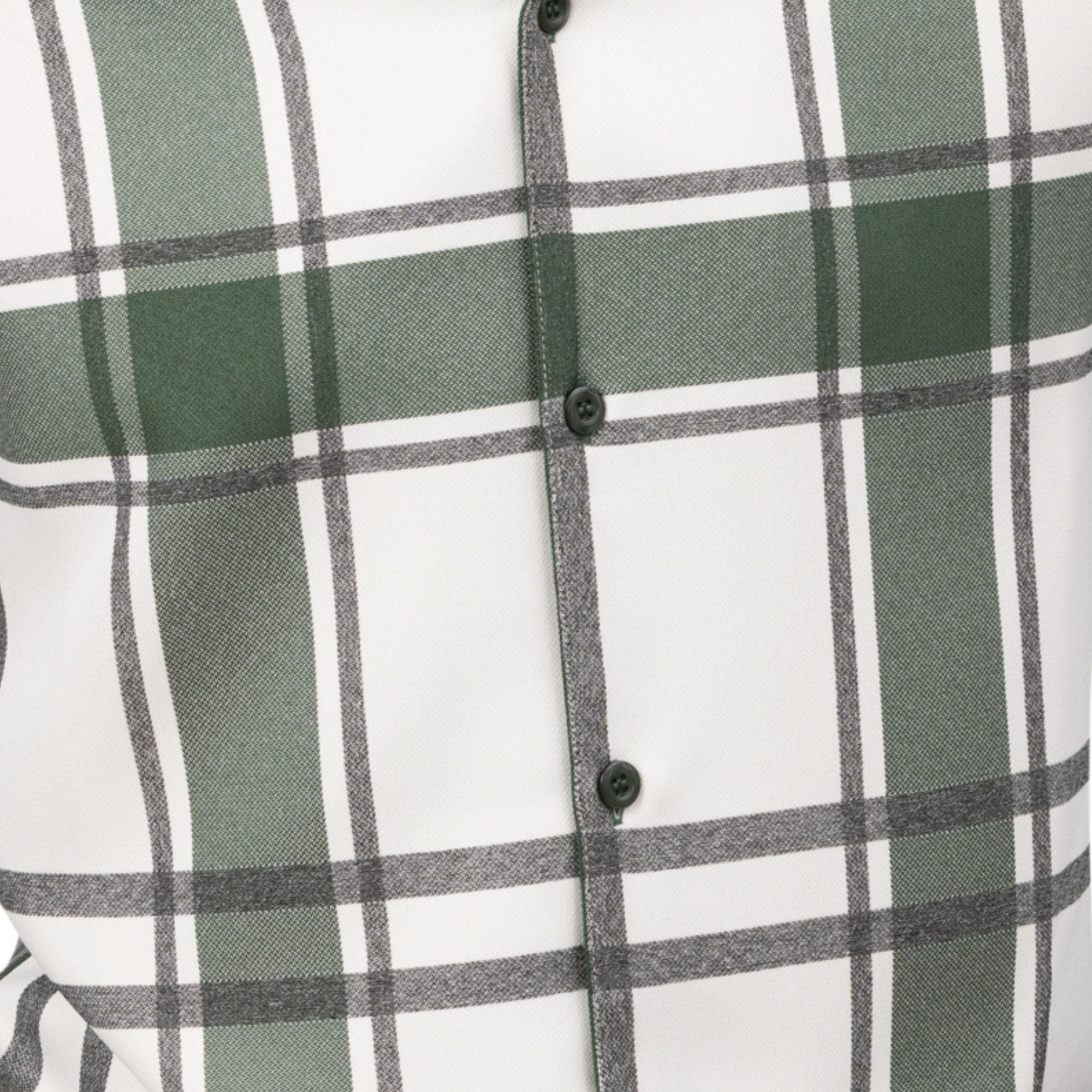 Close up of the hunter plaid 2 piece walking suit set for men with button down shirt