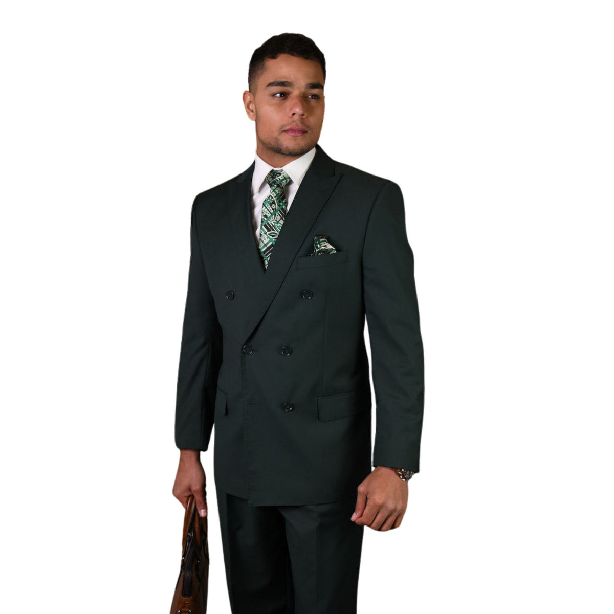 2 Piece Suit with 2″ Adjustable Waist Band Hunter Green F-2C900 main image 1