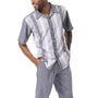 Urban Stripe Collection: Men Shorts Set Walking Suit in Grey