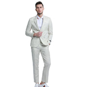 2-Piece Skinny Fit Solid Suit For Men In Ivory by Tazzio