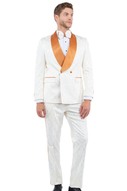 Ivory/Rust Paisley Two-Piece Skinny Fit Suit