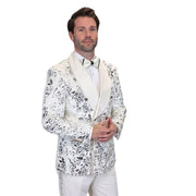 Double-Breasted Velvet Shawl Lapel Tuxedo with Side Trim Pants - Ivory