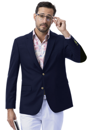Modern Fit 2-Button Notch Lapel Blazer - Navy