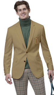 Modern Fit 2-Button Notch Lapel Blazer - Tan