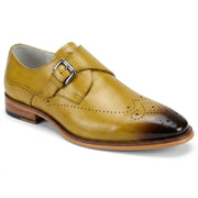 Scotch Medallion Toe Single Monk Strap Leather Dress Shoes