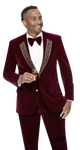 Mimas Collection: Burgundy Two Piece Velvet Fashion Suit