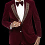 Mimas Collection: Burgundy Two Piece Velvet Fashion Suit