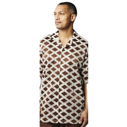 Nyxen Collection: Stacy Adams Brown & White Fancy Crochet Woven Shirt