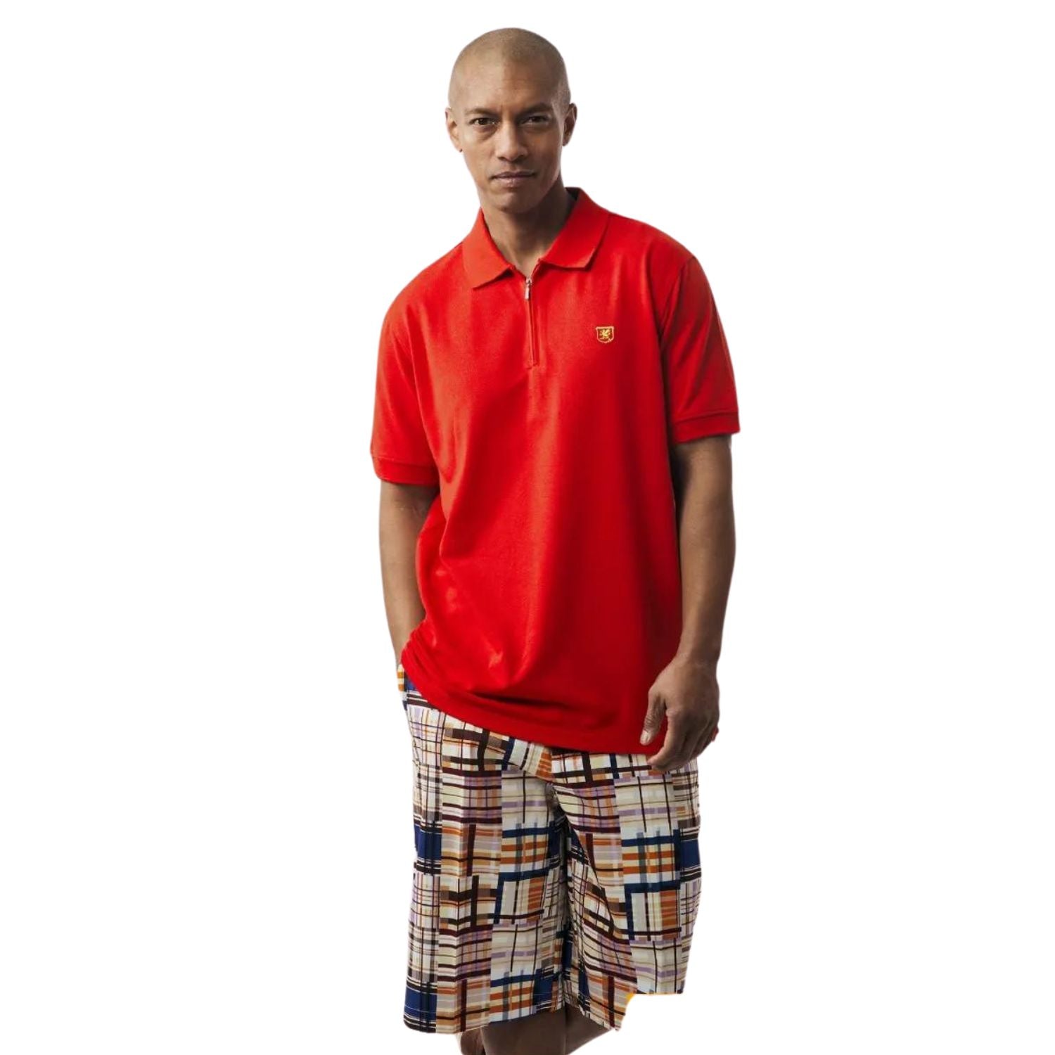 Zip Up in Style: Discover Our Solid Color Zip Polo Shirts in Red