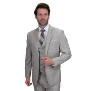 Men’s 3 Piece Sharkskin Suit with Vest - Modern Fit Gray