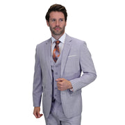 Men’s 3 Piece Sharkskin Suit with Vest - Modern Fit Lavender