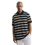 ClioChic Polo Shirt Collection: Vertical Stripes Three-Button Polo in Black