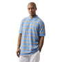ClioChic Polo Shirt Collection: Vertical Stripes Three-Button Polo in Periwinkle
