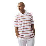 Men’s White Horizontal Stripe Three-Button Polo Shirt by Stacy Adams