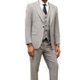 Azurette Collection: Men's Windowpane Hybrid Fit 3 Piece Suit In Light Grey