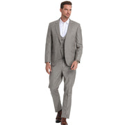 Men’s 3-Piece Skinny Fit Textured Suit with Satin Peak Lapel - Lt Grey by Tazzio