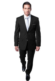 Men’s 2-Piece Notch Lapel Slim Fit Suit - Black