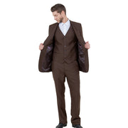 Brown Pinstripe Three-Piece Suit – Classic Fit by Demantie