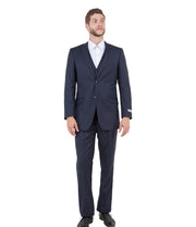Slim Fit 3-Piece Suit with Notch Lapel and Five-Button Vest - Navy