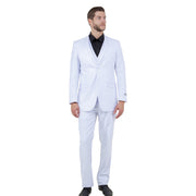 Slim Fit 3-Piece Suit with Notch Lapel and Five-Button Vest - White by Tazio