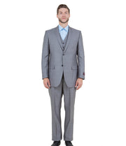 Textured 3-Piece Modern Fit Suit with Notch Lapel - Grey