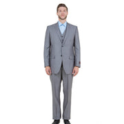 Textured 3-Piece Modern Fit Suit with Notch Lapel - Grey by Tazzio