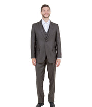Textured 3-Piece Modern Fit Suit with Notch Lapel - Brown