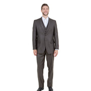 Textured 3-Piece Modern Fit Suit with Notch Lapel - Brown by Tazzio