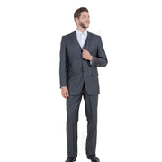 Textured 3-Piece Modern Fit Suit with Notch Lapel - Steel Navy by Tazzio