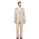 Textured 3-Piece Modern Fit Suit with Notch Lapel - Light Beige by Tazzio