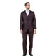 Textured 3-Piece Modern Fit Suit with Notch Lapel - Burgundy by Tazzio