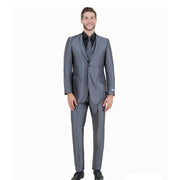 Dark Grey Sharkskin 3-Piece Slim Fit Suit by Tazio - M163S