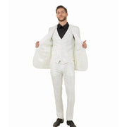 Ivory Sharkskin 3-Piece Slim Fit Suit by Tazio - M163S