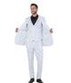 Odyssey Collection: Three-Piece Slim Fit Sharkskin Solid Suit in White