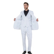 White Sharkskin 3-Piece Slim Fit Suit by Tazio - M163S