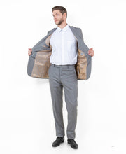 Sharkskin Slim Fit 2-Piece Suit with Notch Lapel - Earth Tan