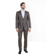 Sharkskin Slim Fit 2-Piece Suit with Notch Lapel - Cocoa