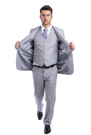 Men's Three-Piece Hybrid Fit Suit - Light Grey