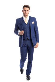 Men's Three-Piece Hybrid Fit Suit - Blue