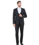 Midas Collection: Ultra Slim Three-Piece Suit with Peak Lapel in Black