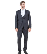 Ultra Slim 3-Piece Peak Lapel Suit with U-Shape Vest - Dark Grey