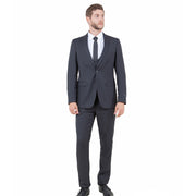 Ultra Slim 3-Piece Peak Lapel Suit with U-Shape Vest - Dark Grey by Tazio